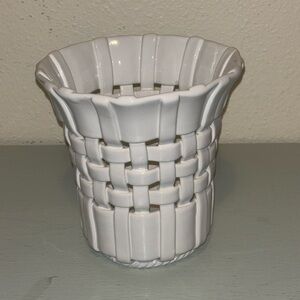 vintage Italian ceramic basket weave planter